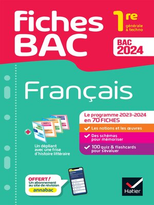 cover image of Fiches bac Français 1re générale & techno Bac 2024